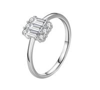 Wycian Bague Femme en Argent Alliance Femme Taille 54 Or Blanc 14K Au585 Forme Rectangulaire Moissanite pour Mesdames Sœur