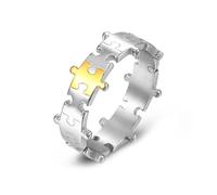 Wycian Bague Femme Fiançailles et Alliance, Bague de Mariage en Or Argent Acier Inoxydable Taille 51.5 Puzzle D'Images 8mm Gravure pour Graduation