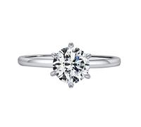 Wycian Bague Femme Fiançailles Fine Bague de Fiancaille Or Blanc Blanc 9K Au375 6.5X6.5mm de Forme Ronde Moissanite Taille 46.5 pour Épouse Mère