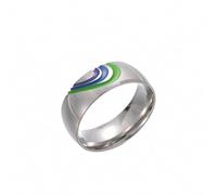 Wycian Bague Femme Moderne, Bague Fiancaille Argent Titane Taille 66.5 Arc-En-Ciel D'Amour Personnalisable pour Saint-Valentin
