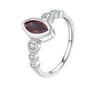 Wycian Bague Femme Or ou Argent Bague 54 Or Blanc 14K Au585 7X12mm Forme Marquise Corindon pour Lesbienne Tante