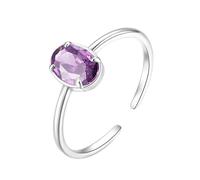 Wycian Bague Femme Pierre Violet Bague Amethyste Pierre Naturelle Blanc Or Blanc 14K Au585 5X7mm Forme Ovale Améthyste Taille 51.5 pour Épouse Lesbienne