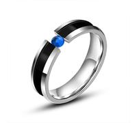 Wycian Bague Femme Unique, Bague Pierre Gemme Bleu Acier Inoxydable Taille 61.5 5 mm avec Zircone Cubique Bleue Gravure pour Nouvel An