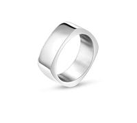 Wycian Bague Fiancaille Couple Personnalisé, Bague de Fiançailles Argent Femme Acier Inoxydable Taille 56.5 Carré Poli Simple 7,4 mm Personnalisable