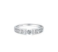 Wycian Bague Fiancaille Couple Personnalisé Bague en Argent 925 pour Femme 1.9mm Zircone Cubique Conception Creuse du Bâtiment en Forme D'Étoile et de Lune