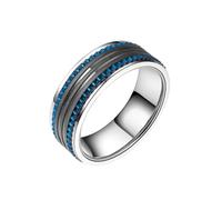 Wycian Bague Fiancaille Couple Personnalisé, Bague Fiançailles Bleu Noir Acier Inoxydable Taille 66.5 8mm Engrenage Personnalisé pour Anniversaire