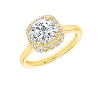 Wycian Bague Fiancaille Femme Bague Fiançailles Or 9K Au375 Forme Carrée Moissanite Taille 57.5 pour Lesbienne Sœur