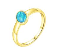 Wycian Bague Fiancaille Or Femme Bague Tortue Opale 9K Au375 4X6mm Forme Ovale Taille 61.5 pour Mesdames Sœur