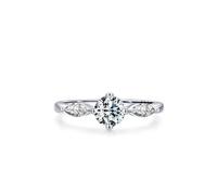 Wycian Bague Fiancaille Personnalisable Couple Bague Femme 925 1.7mm Zircone Cubique Simple à Trois Pierres Taille pour Dames