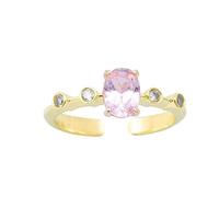Wycian Bague Fiançailles Bagues de Fiancaille Femme Or 14K Au585 6X8mm Forme Ovale Morganite Créée Taille 52.5 pour Tante Mesdames