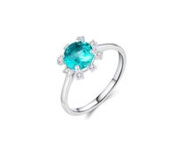 Wycian Bague Fiançailles et Mariage Femme Argent Alliance Femme Platine 9K Au375 7mm de Forme Ronde Bleu Vert Zircone Cubique Taille pour Lesbienne Mesdames