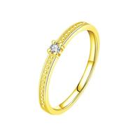 Wycian Bague Fiançailles Femme Or Bague Fiancaille Diamant Femme 14K Au585 2mm de Forme Ronde Diamant Taille 57.5 pour Mère Épouse