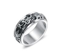 Wycian Bague Fiançailles Femme Simple, Bague Femme Argent Anneau Acier Inoxydable Taille 56.5 Bague Spinner Anxiété 7.8mm Dragon Personnalisable