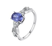 Wycian Bague Gravé Femme Lot de Bague en Argent Or Blanc 14K Au585 5X7mm Forme Ovale Saphir Créé en Laboratoire Taille 47.5 pour Lesbienne Tante