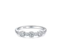 Wycian Bague Gravee Bague Fiançailles Argent 925 Femme 3.6mm Zircone Cubique Simple à Trois Pierres Taille pour Dames