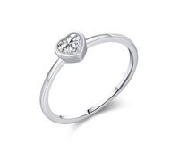Wycian Bague Graver Personnalisé Couple Alliance de Mariage en Argent Or Blanc 14K Au585 4X4mm en Forme de Cœur Moissanite Taille 46.5 pour Tante Mère