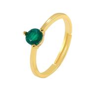 Wycian Bague Graver Personnalisé Couple Anneaux Homme Or 14K Au585 4X4mm de Forme Ronde Émeraude Créée en Laboratoire Taille 52.5 pour Tante Sœur