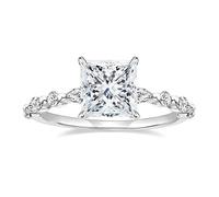 Wycian Bague Graver Personnalisé Couple Bague Argent Qualité Or Blanc 9K Au375 7X7mm de Forme Carrée Blanc Moissanite Taille pour Lesbienne Mère