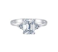 Wycian Bague Graver Personnalisé Couple Bague D Oreilleargent Or Blanc 9K Au375 6X8mm Forme Rectangulaire Blanc Moissanite Taille pour Sœur Tante