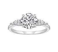 Wycian Bague Graver Personnalisé Couple Bague de Fiançailles Argent Femme Or Blanc 14K Au585 8X8mm de Forme Ronde Blanc Moissanite Taille pour Tante Lesbienne