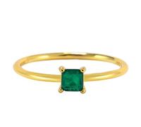 Wycian Bague Graver Personnalisé Couple Bague Femme Or Chainette 9K Au375 4X4mm de Forme Carrée Émeraude Créée en Laboratoire Taille 56.5 pour Mesdames Lesbienne