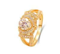 Wycian Bague Homme Bleu, Moissanite Bague de Fiançailles Or Jaune 14 Carats Taille 1CT 6.5mm Blanc de Forme Ronde Diamant Créé pour Femme Alliance