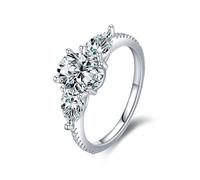 Wycian Bague Mariage Alliance Bague Cercle en Argent Or Blanc 14K Au585 6X8mm Forme Ovale Moissanite Taille 47.5 pour Sœur Lesbienne