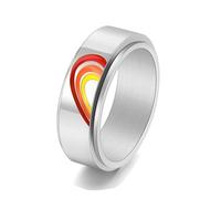 Wycian Bague Mariage, Anneau Argent Rouge Orange Jaune Acier Inoxydable Taille 66.5 8mm Amour Arc-En-Ciel Personnalisé pour Anniversaire