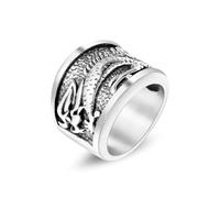 Wycian Bague Personnalisée, Bague pour Femme en Argent Acier Inoxydable Taille 61.5 Dragon Vintage Large 17,6mm Personnalisé pour Anniversaire