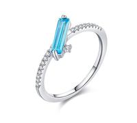 Wycian Bague Pouce en Argent Bague Vintage Topaze Or Blanc 14K Au585 2.5X9mm Forme Rectangulaire Topaze Taille 50 pour Tante Tante