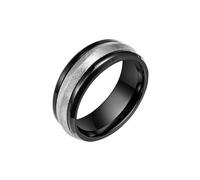 Wycian Bague pour Femme Fiancée, Bague Alliance Argent Noir Acier Inoxydable Taille 66.5 8mm Bicolore Mat Gravure pour Fête Des Pères