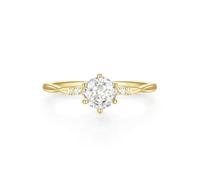 Wycian Bague pour Son Copain Alliance Mariage en Or 14K Au585 6X6mm de Forme Ronde Blanc Moissanite Taille pour Épouse Épouse