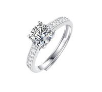 Wycian Bague pour Son Copain Bague Cercle en Argent Or Blanc 9K Au375 6.5mm de Forme Ronde Moissanite Taille 59 pour Épouse Lesbienne