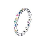 Wycian Bague pour Son Copain Bague en Argent pour Femme Or Blanc 9K Au375 de Forme Ronde Gemme Taille 56.5 pour Mère Épouse