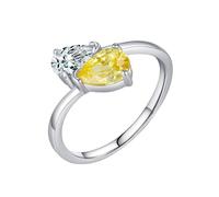 Wycian Bague pour Son Copain Bague Fiançailles Argent Blanc Or Blanc 9K Au375 5X7mm en Forme de Poire Citrine Taille 57.5 pour Lesbienne Épouse
