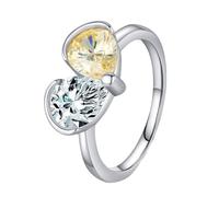 Wycian Bague pour Son Copain Bague Fille Ado Argent Or Blanc 14K Au585 6X8mm en Forme de Poire Citrine Taille 51.5 pour Lesbienne Sœur