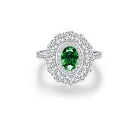 Wycian Bague pour Son Copain Bague Pierre Verte Or Blanc 9K Au375 5X7mm Forme Ovale Vert Émeraude Créée en Laboratoire Taille pour Lesbienne Sœur