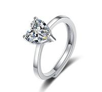 Wycian Bague pour Un Mariage Alliance de Mariage Femme Argent Alliage Zircone Cubique Cœur Taille pour Épouse Simple