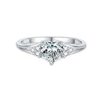 Wycian Bague pour Un Mariage Bague en Argent Chaine Blanc Or Blanc 14K Au585 6X6mm Forme de Coeur Moissanite Taille 60 pour Lesbienne Mesdames