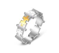Wycian Bague pour Un Mariage, Bague Or Argent Acier Inoxydable Taille 51.5 Puzzle D'Images 8mm Personnalisé pour Fiancaille
