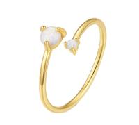 Wycian Bagues Femmes Or Bague Tortue Opale 14K Au585 de Forme Ronde Coloré Taille pour Sœur Sœur Cadeau