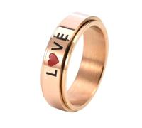 Wycian Bagues Metal, Bague de Fiançailles Femme Or Rose Acier Inoxydable Taille 56.5 6mm Spinner en Forme de Cœur « Amour » Personnalisé pour Anniversaire