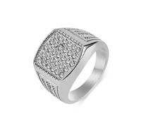 Wycian bff Cadeau, Bague Cercle Zirconium Argent Acier Inoxydable Taille 64 Hip Hop 16mm Zircone Cubique Gravure pour Alliance
