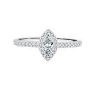 Wycian bff Cadeau Bague Femme Or ou Argent Blanc 14K Au585 3X6mm Forme Marquise Moissanite Taille 50 pour Lesbienne Mère
