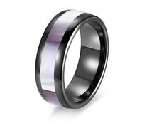 Wycian Céramique Alliance Mariage pour Couple 8 mm avec Pas de Pierre Précieuse Hommes, Incrustations en Nacre Anneau Unique Taille 49, No Gemstone