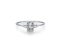 Wycian Chevaliere Gravée Bague Femme en Argent Or Blanc 9K Au375 4X6mm Forme Rectangulaire Blanc Moissanite Taille pour Sœur Sœur