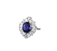 Wycian Coussin Alliances Mariage Bague Bleu Or Blanc 14 Carats Saphir Ovale de Laboratoire de Luxe Au Design Losange de 3,7 CT avec Moissanite en Forme de Goutte D'Eau Taille Moderne pour Sœur