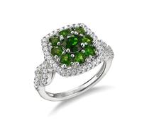 Wycian Cubic-Zirconiabague Fiançailles Bleu, Alliance Moissanite Femme 5mm Vert de Forme Ronde Diopside avec Blanc Zircone Cubique pour Nouvel An