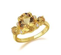 Wycian Cubic-Zirconialot de Bagues Bleu Femme, Bague Fiançailles Femme Moissanite Taille 11X8mm Jaune Forme Ovale Citrine avec Blanc Zircone Cubique Pour