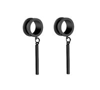 Wycian Ecarteur 10Mm, Écarteur Oreille Acier Chirurgical Schwarz Pendentif Rond avec Long Bâton Goutte pour Céramique 2 Pezzi 00G Bijoux Cadeau